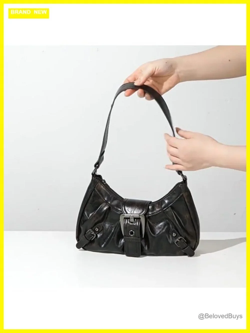 Y2K Hobo Shoulder Bag Faux Leather Punk Clutch Purse Ladies Top Handle